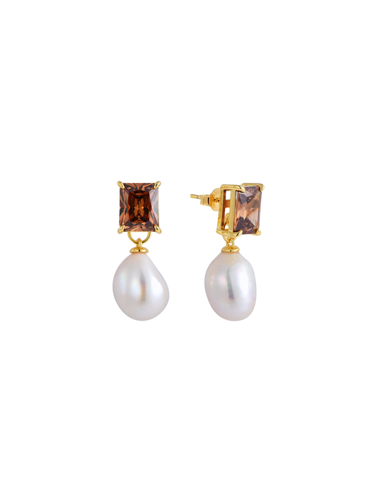 CHRISTAL MODULAR EARRINGS (COFFEE)