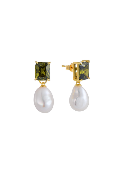 CHRISTAL MODULAR EARRINGS (OLIVE)