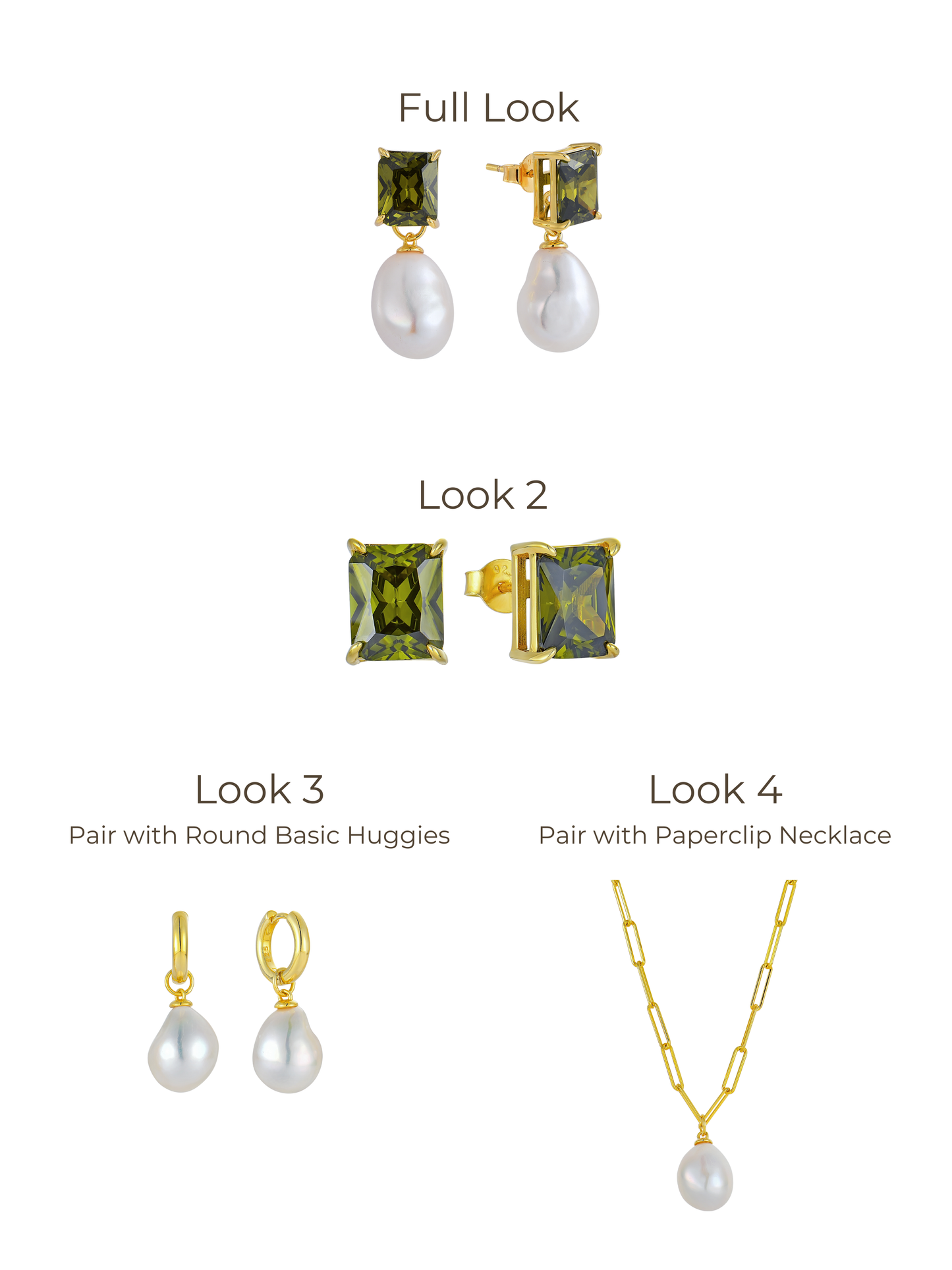 CHRISTAL MODULAR EARRINGS (OLIVE)